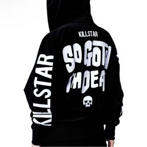 Killstar velvet “so goth” batwing spell out hooded zip up black back hit